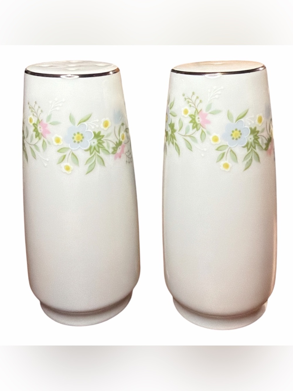 Johann Haviland Bavaria Germany White Porcelain Salt & Pepper Forever Spring Set